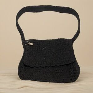 Black soft crocheted bag Perfect for grabbing the basics - for errands 12” strap